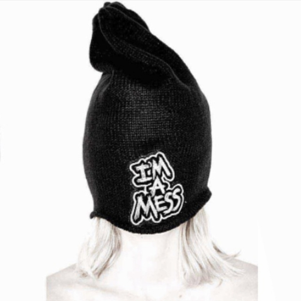 Lauren Moshi Cashmere RARE abd HTF I'm A Mess Patched Hat NEW!